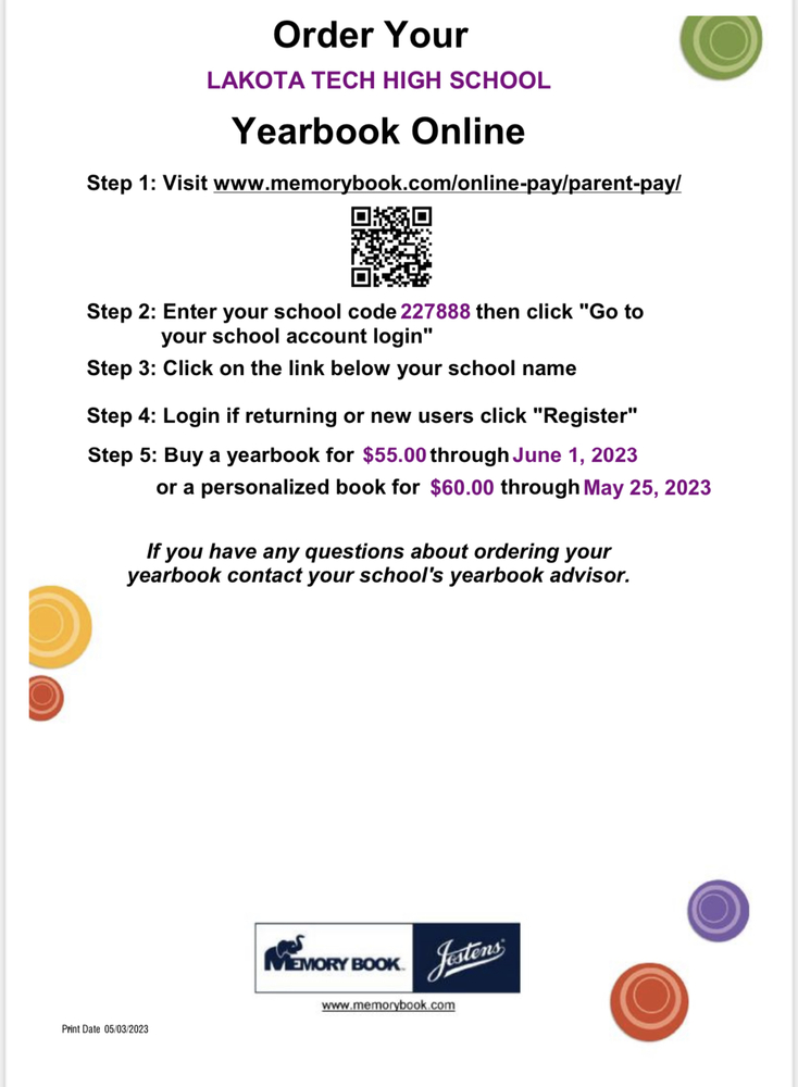 LTHS 20222023 YearBook Order Information Lakota Tech High School