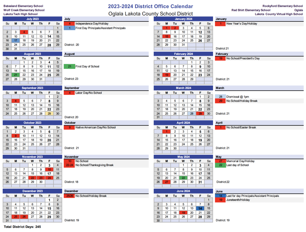 OLCSD District Calendar