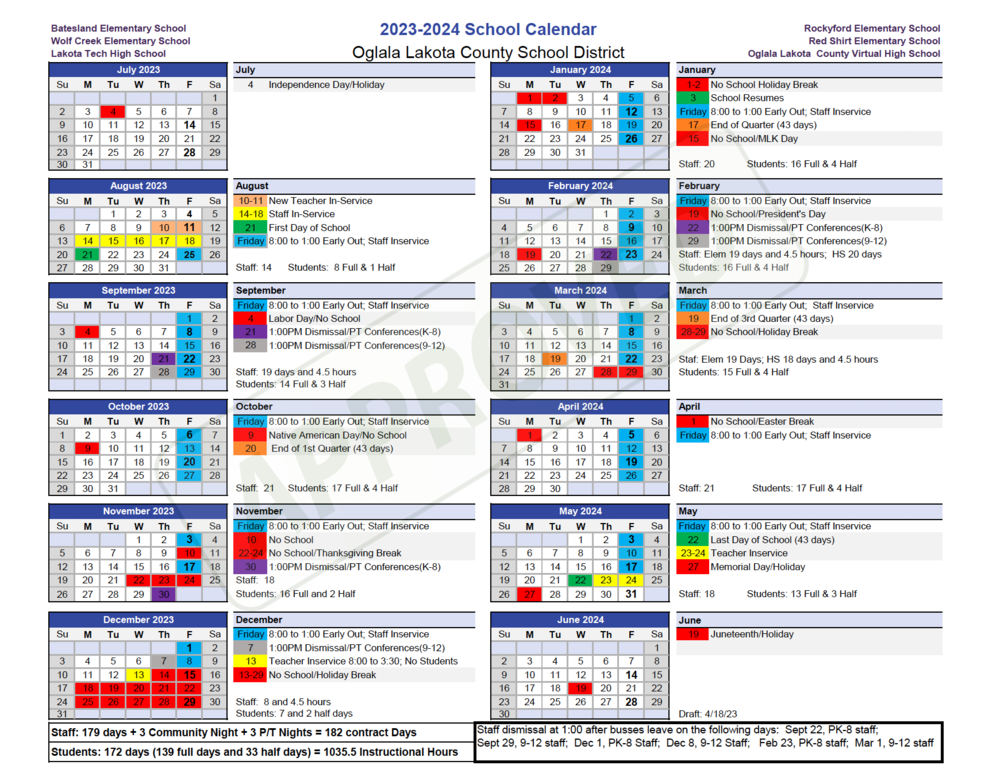 OLCSD School Calendar